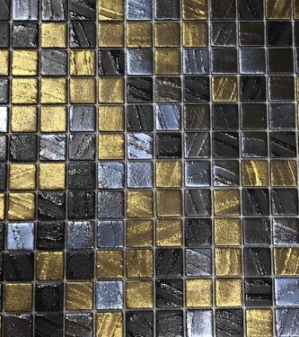 MOSAIIKKI 2,5X2,5 MUSTA/KULTA (30X30)